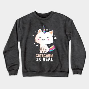 Caticorn Is Real Funny Cute Gift Crewneck Sweatshirt